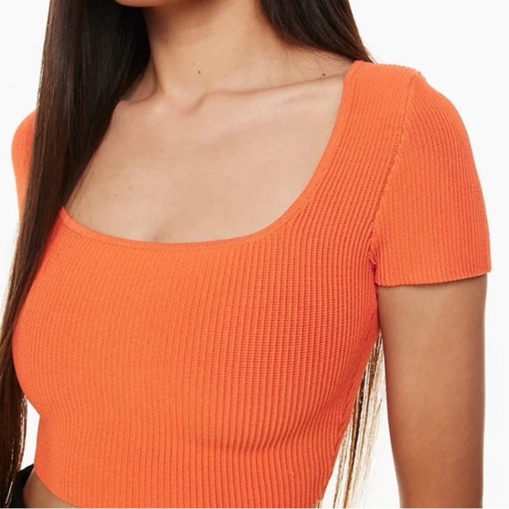 Aritizia Orange Ribbed Knit Crop Top